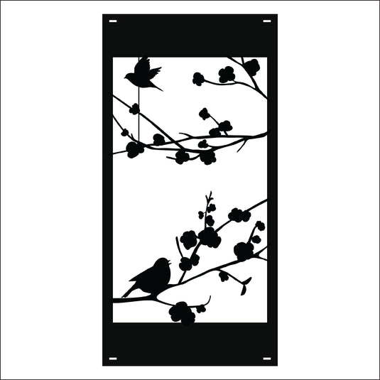 M162 Birds on Branch - Metal Pole Banner