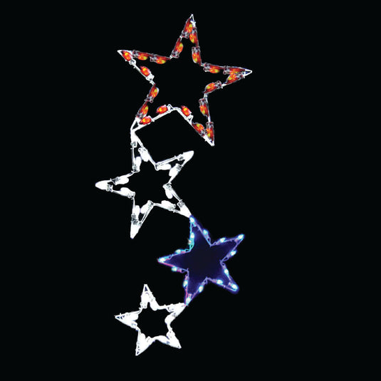 5.5 ft. Red. White and Blue Four Falling Stars Silhouette Patriotic Pole Mounted Decoration