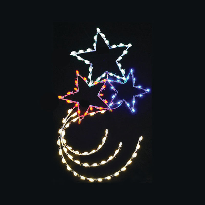 Load image into Gallery viewer, 6 ft. Red, White and Blue Triple Star Silhouette Patriotic Pole Mounted Decoration
