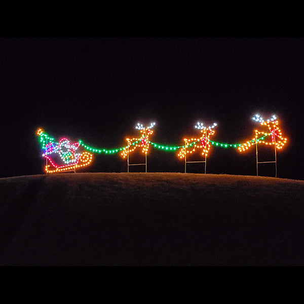 Santa with Reindeer Ground Mount Christmas Decoration