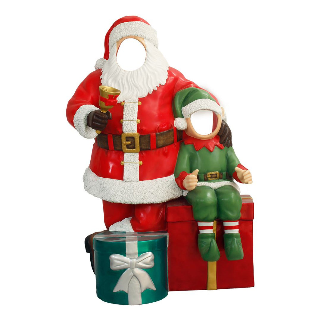 6' Santa with Elf Photo Op Fiberglass Christmas Decoration – Display Sales