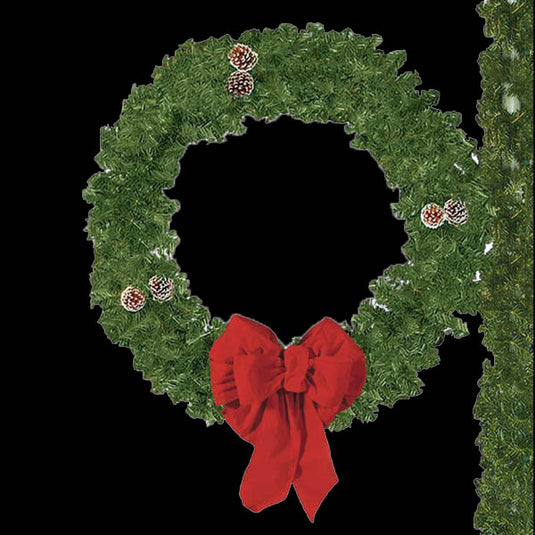 36 Inch Pole Mounted Unlit Christmas Bow Wreath