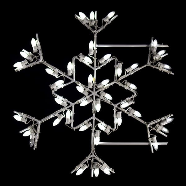 2.5 Foot - Star Snowflake Pole Mounted Christmas Decoration - White Line