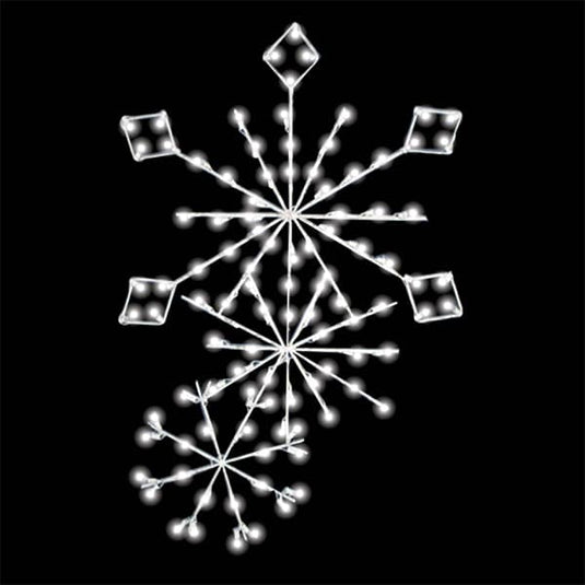 6 Foot - Cascading Snowflake Pole Mounted Christmas Decoration - White Line