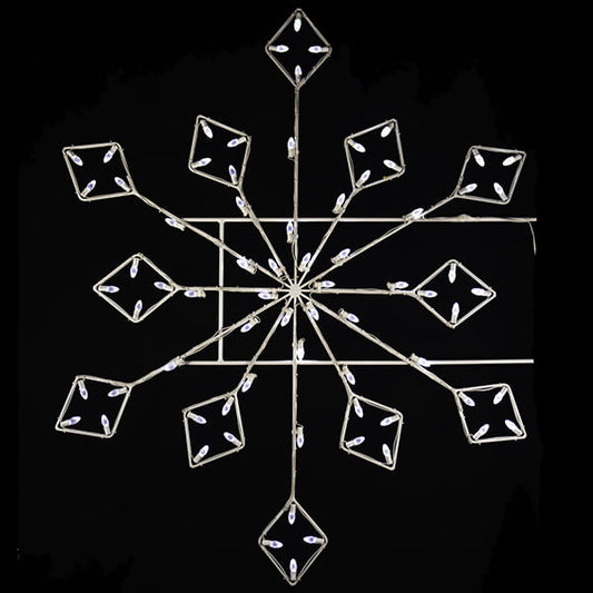 6 Foot - Diamond Lace Snowflake Pole Mounted Christmas Decoration - White Line