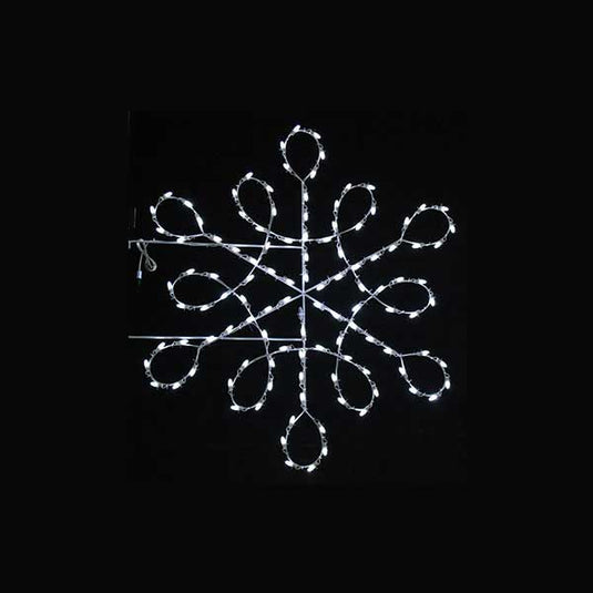 6 Foot - Spiral Lace Snowflake Pole Mounted Christmas Decoration - White Line