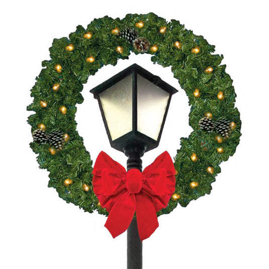 60 Inch Postover Christmas Wreath - Lighted