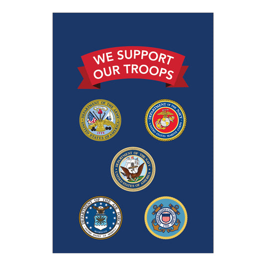 D389 We Support Our Troops Garden Flag