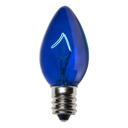 Transparent Blue C7 Incandescent Christmas Light Bulbs