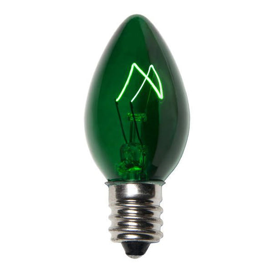 Transparent Green 5W C7 Incandescent Christmas Light Bulbs