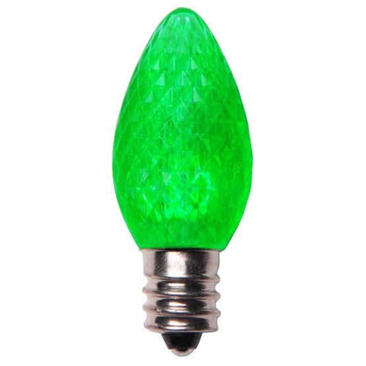 Crystal Cut Green C7 LED Christmas Light Bulbs