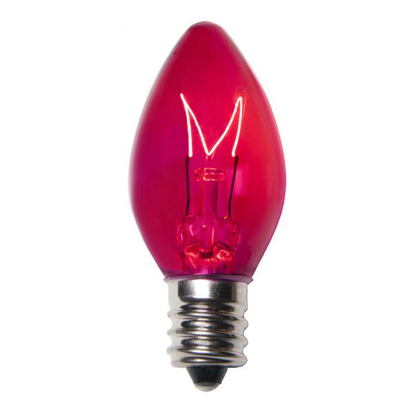 Transparent Pink C7 Incandescent Christmas Light Bulbs