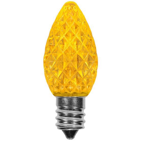 Crystal Cut Yellow C7 LED Christmas Light Bulbs
